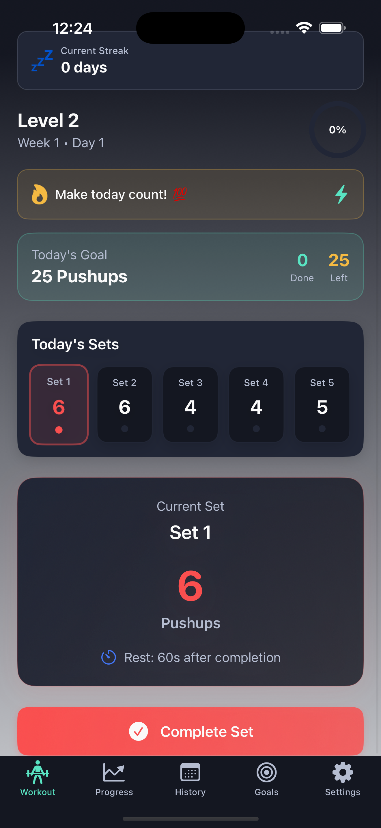 PushTo100 iPhone Screenshot 3 - Progress Charts